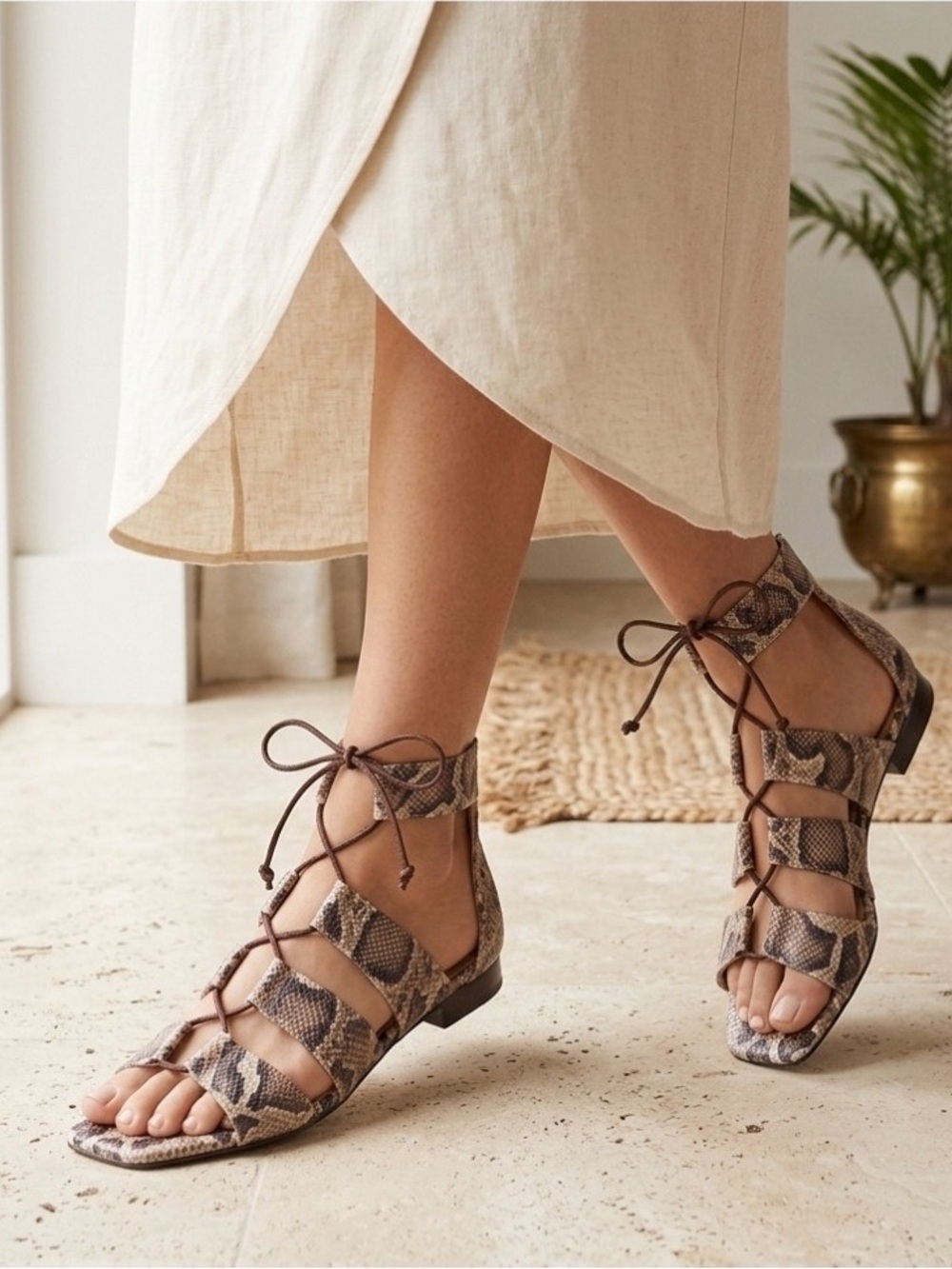 NEW Banana Republic Python snakeskin gladiator sandals